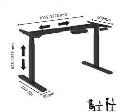 Birou cu înălțime reglabilă electric, Upgrade Pro, Dual Motor, blat frasin, tăviță cabluri, desk pad, trecere cabluri